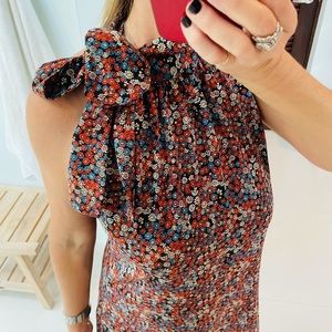 Zara floral bow tie mini dress